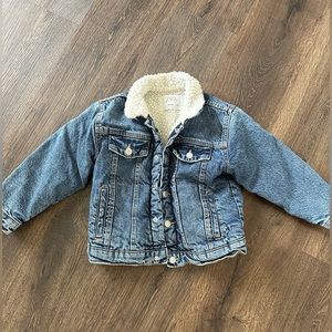 Zara kids denim shearling jacket size 3/4
